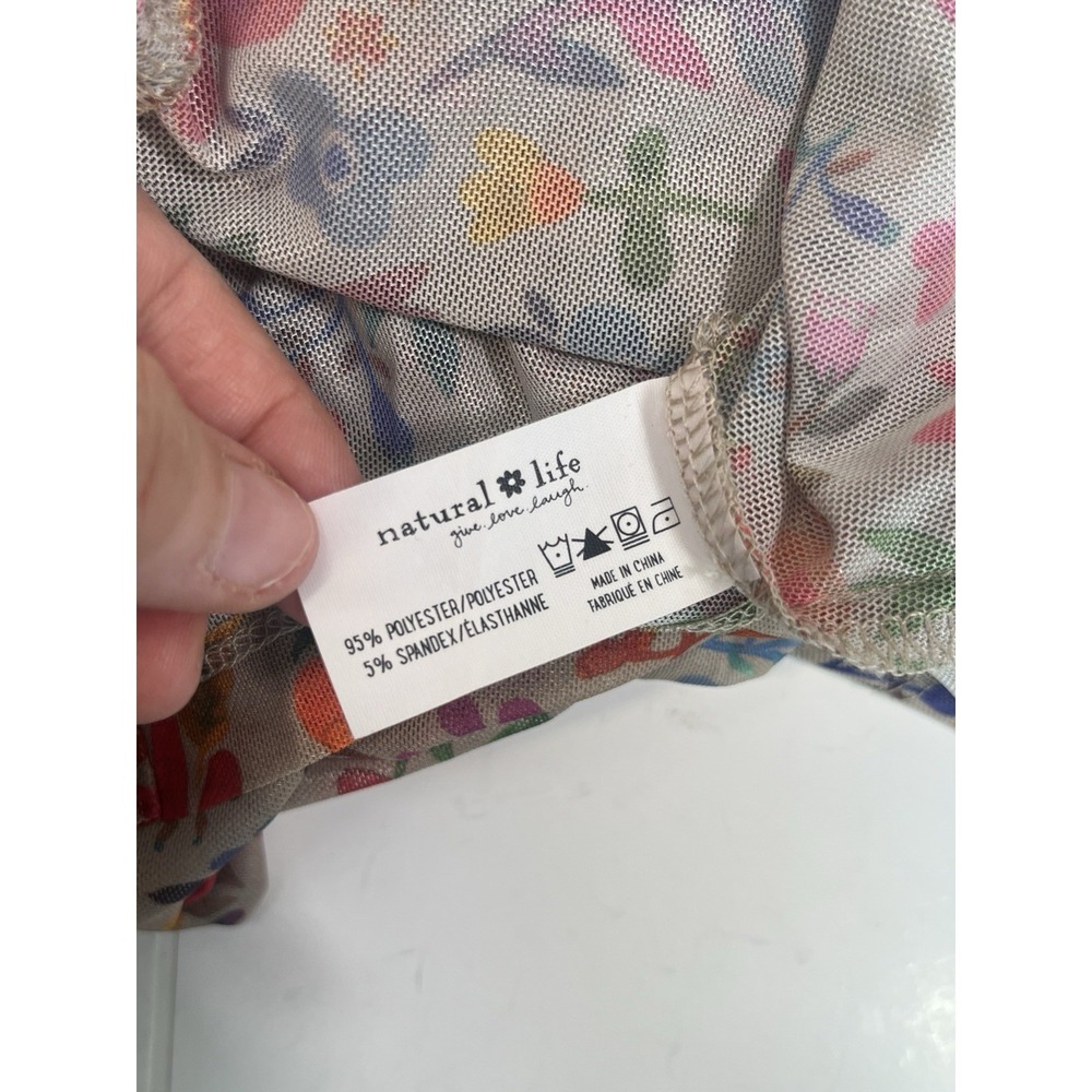 Natural Life Womens Boho Mesh Floral Button Front Top Size Small Long Sleeve New - Picture 8 of 16